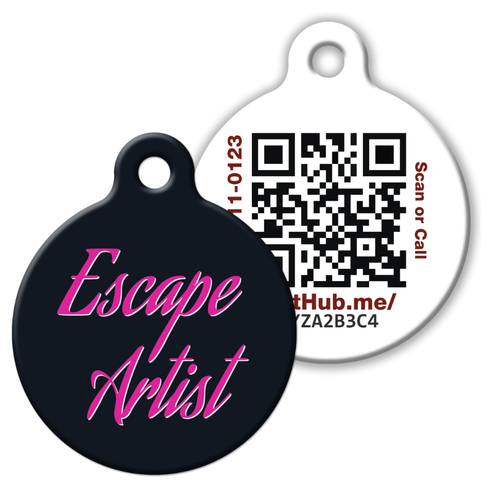 PetHub QR ID Pet Tag - Escape Artist