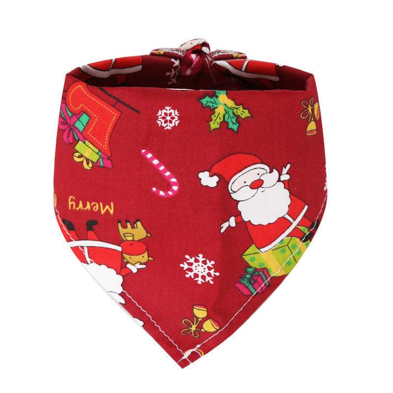 Festive Cotton Printed Pet Dress Triangle Scarf - Perfect For Christmas Cheer!